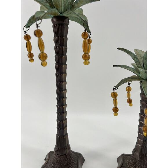 Palm Tree Candlestick Holders - Set of 3 Mid 20th Century Palm Beach Regency - Picture 6 of 7